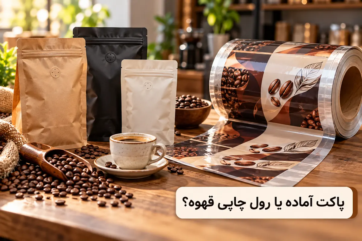 پاکت آماده یا رول چاپی برای قهوه